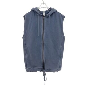 FP Movement Vagabond‎ Vest Sleeveless Hoodie Full Zip Drawstring Blue Women's